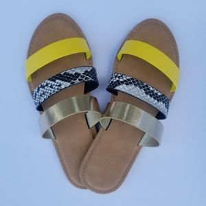 Yellow, Gold & Leopard Print Sandal